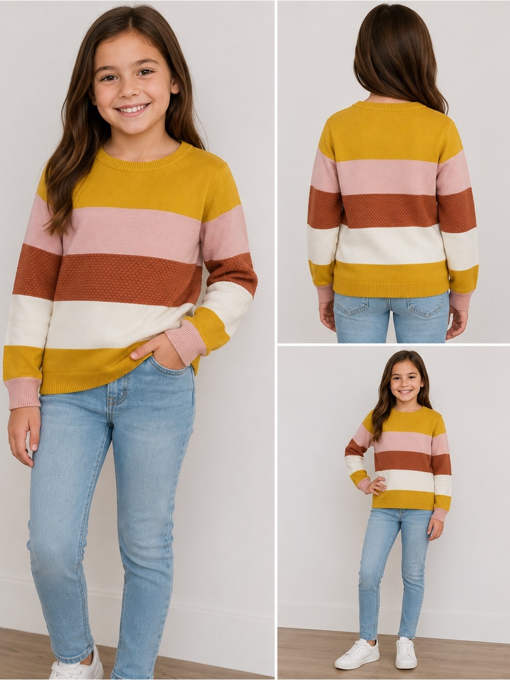 H&M Girls Colour Block Knit Sweater Size 8–10
